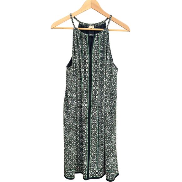 Max Studio Green Medallion Print Dress Sz L Sleeveless Keyhole 33.5” - Picture 1 of 12